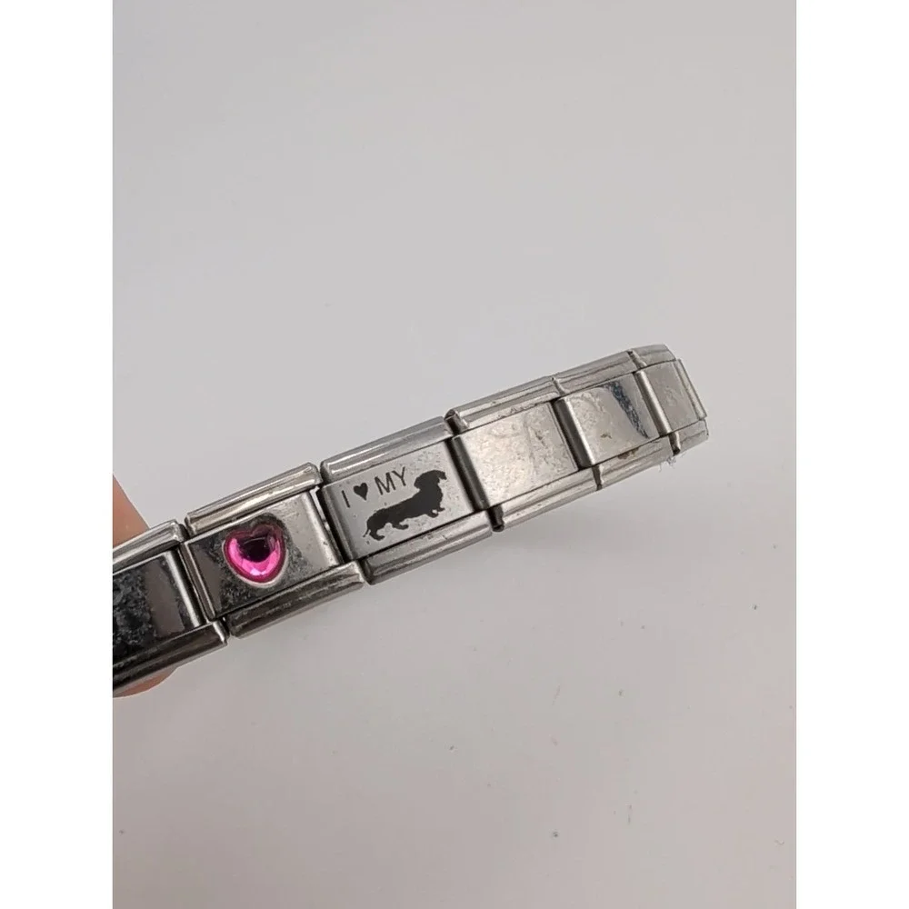 B'linQ Women's Watch Heart Case Charm Tile Dogs Stretch Band- New Battery